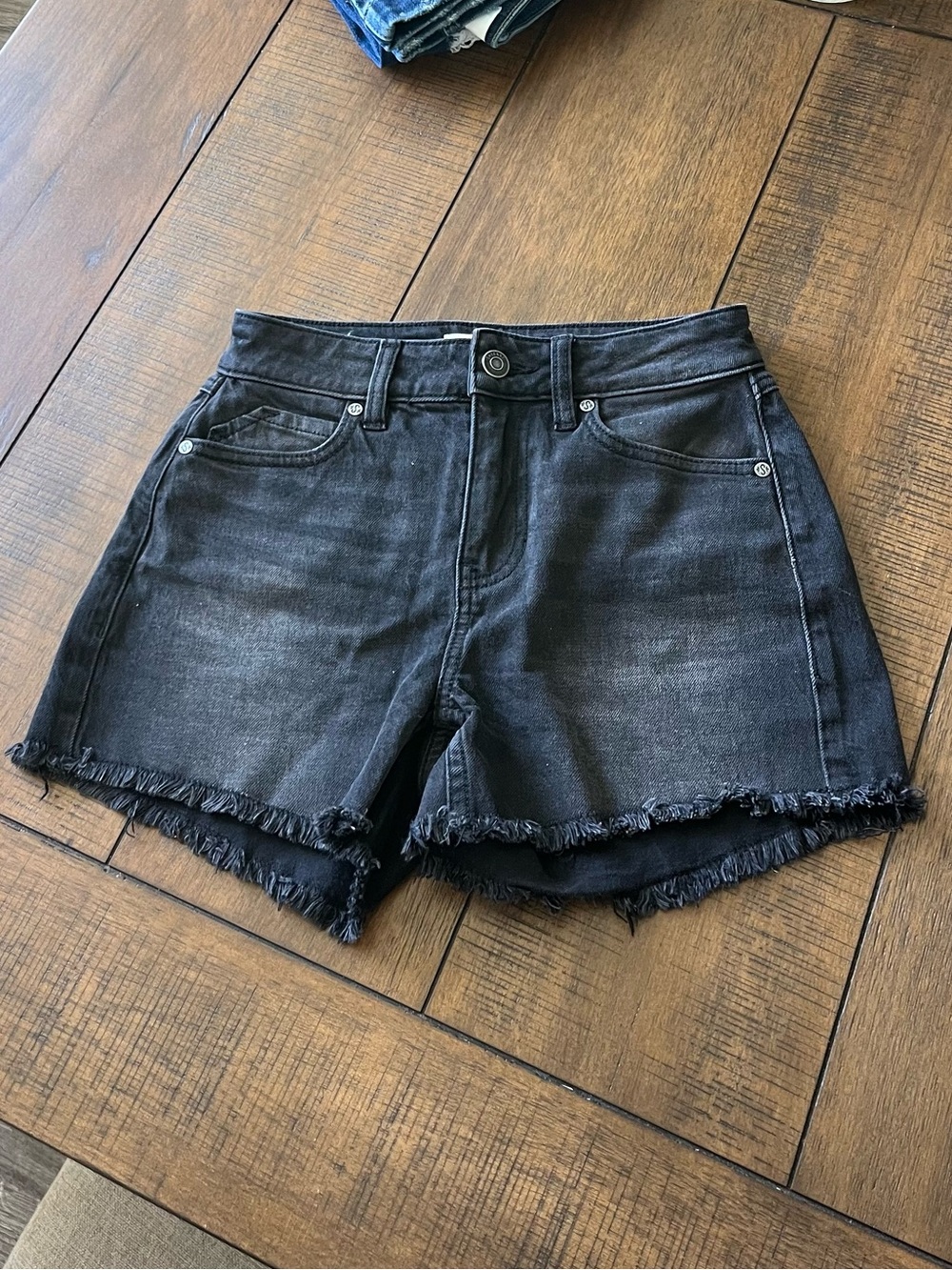Black Frayed Hem Jean Shorts